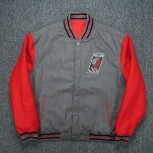 Portland Trail Blazers Jacket Mens XL Gray Red JH Design Reversible Wool Varsity